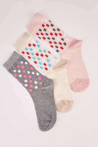 12 Pairs Square Patterned Socks