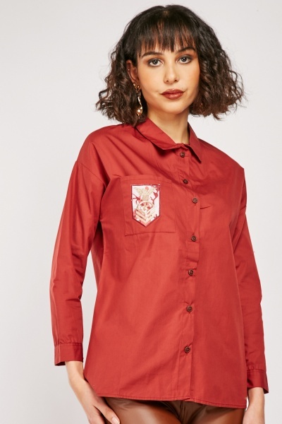 Embroidered Logo Button Up Shirt