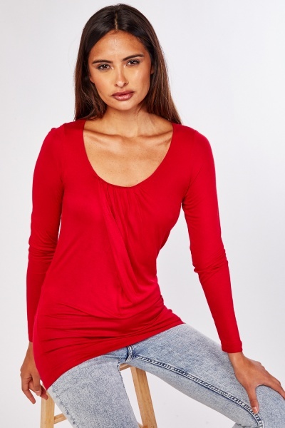 Gathered Front Long Sleeve Top