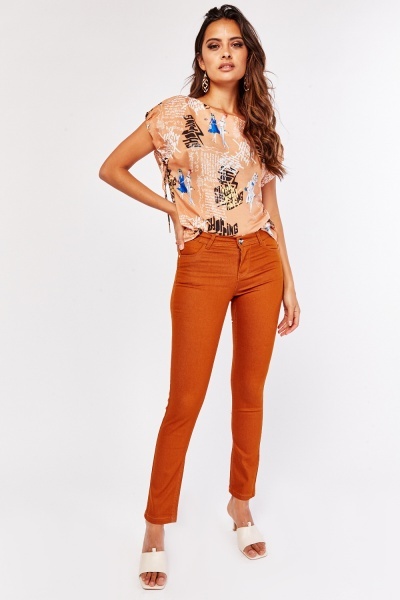 Skinny Trousers In Camel Shade