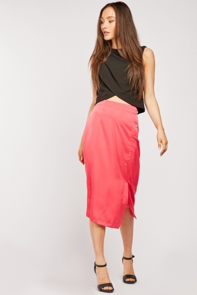 Image of Textured Pencil Midi Skirt
