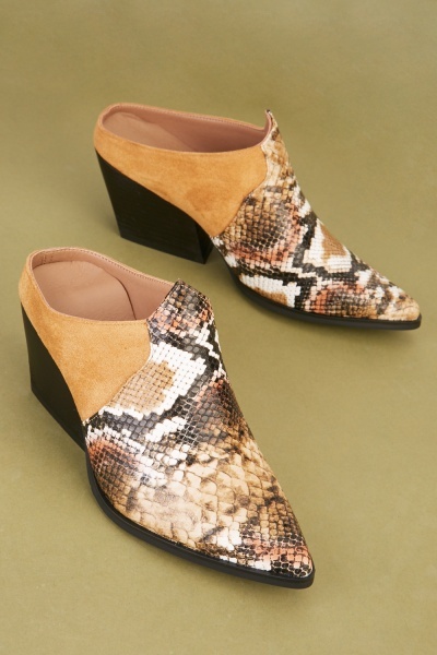 Image of Python Skin Contrast Mules