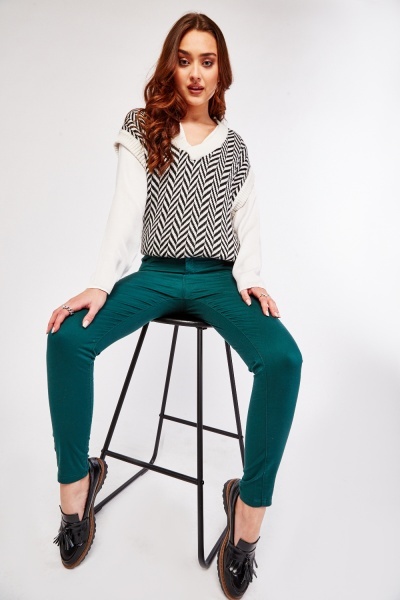High Rise Skinny Fit Trousers