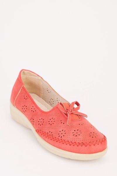 Bow Front Laser Cut Loafers