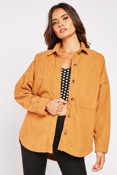 Open Pocket Front Cord Shacket