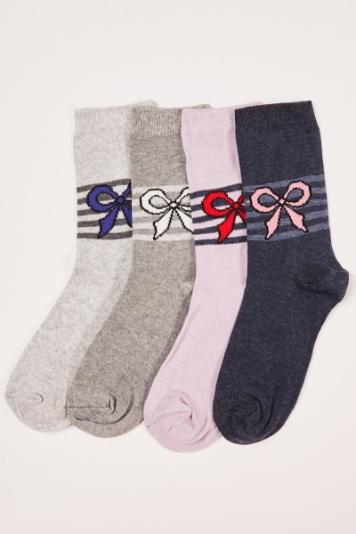 12 Pairs Of Bow Womens Socks