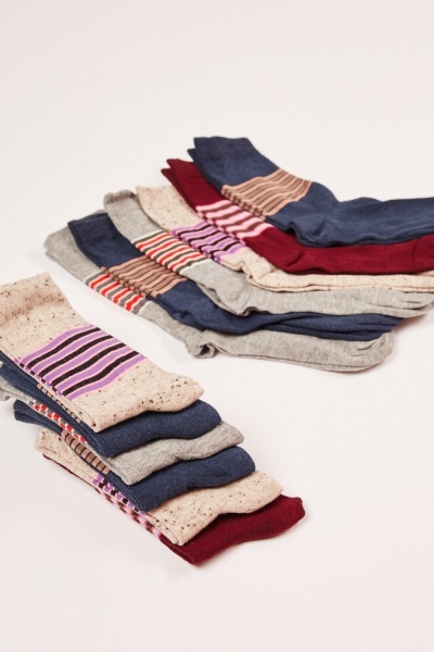 12 Pairs Of Multi Striped Socks
