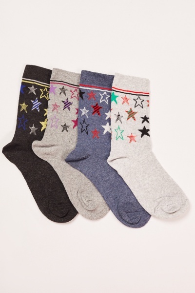 12 Pairs Of Star Pattern Socks