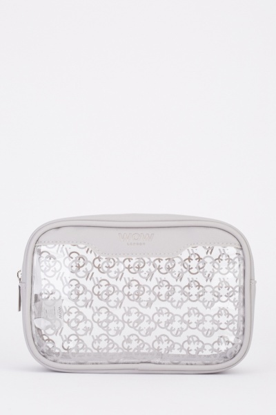 Image of Transparent Contrasted Printed Cosmetic Bag
