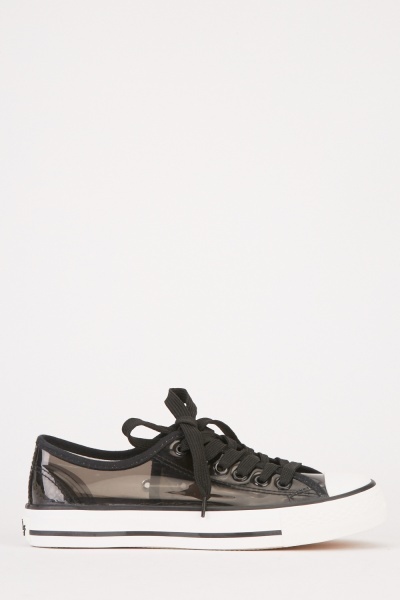 Transparent Lace Up Low Top Trainers