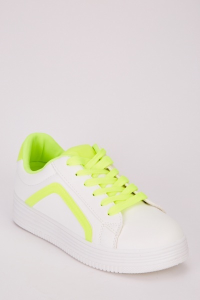 Contrasted Lace Platform Trainers