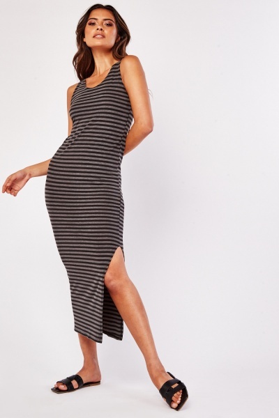 Contrasted Striped Maxi Dress