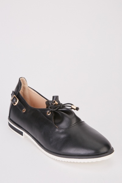 Gathered Front Black Loafers