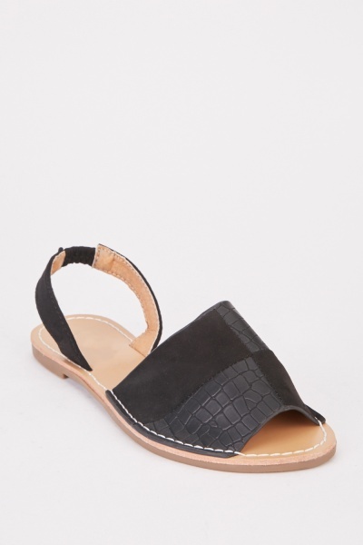 Mock Croc Contrast Slingback Sandals