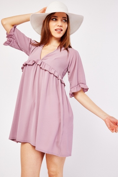 Image of Low Plunge Ruffle Trim Blouse