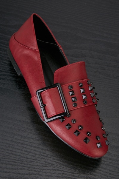 Studded Buckle Loafers
