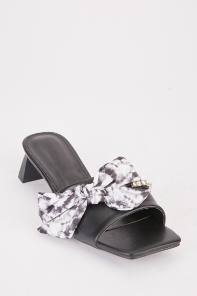 Knotted Sateen Heel Mules