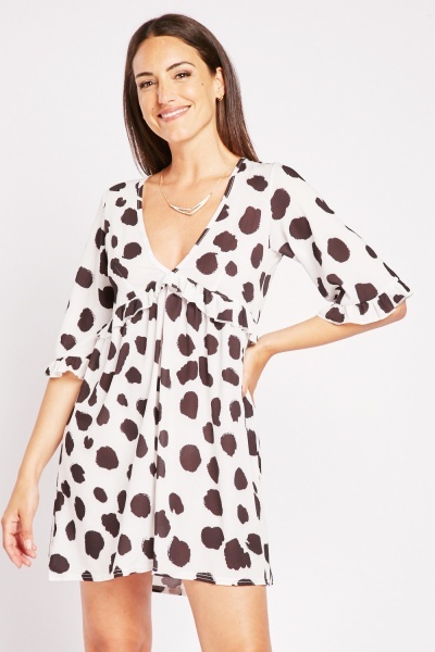 Cow Print Smock Mini Dress