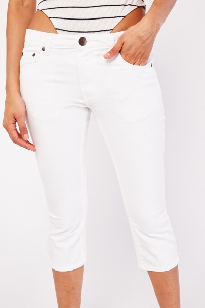 White Capri Length Jeans