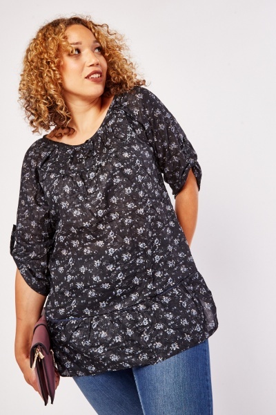 Image of Floral Crinkle Blouse