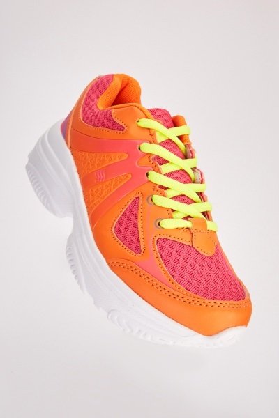 Contrasted Mesh Insert Chunky Trainers