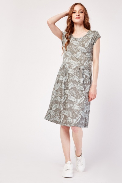 Leaf Print Casual Dress