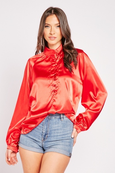 Red Silky Blouse