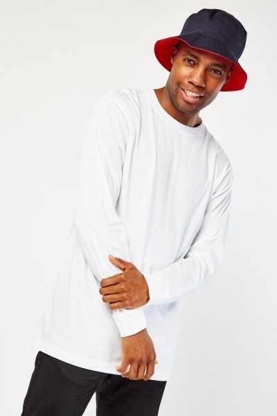 Image of Long Sleeve White Cotton Mens Top