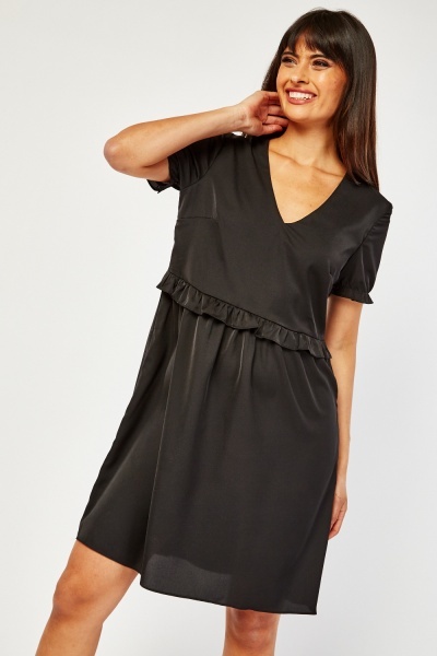 Image of Ruffle Trim Short Sleeve Dress