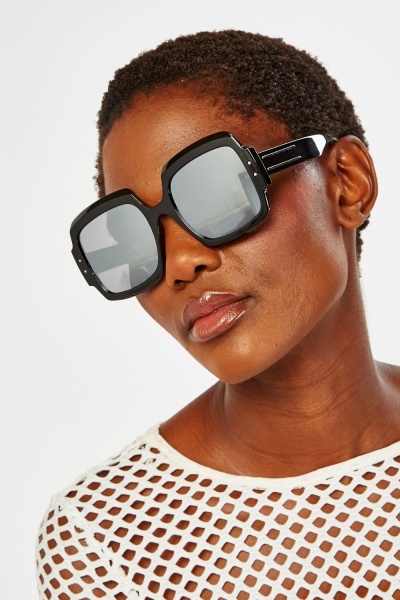 Metallic Trim Square Sunglasses
