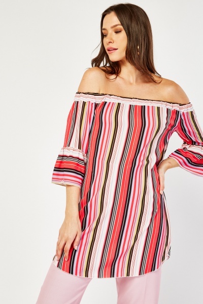 Candy Striped Off Shoulder Top