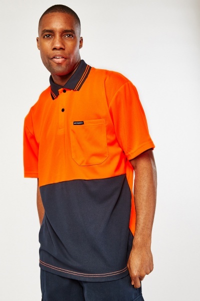 Short Sleeve Ribbed Trim Polo T-Shirt