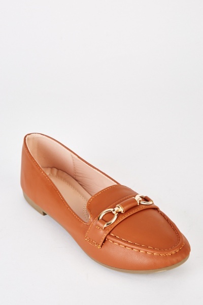 Detailed Faux Leather Loafers