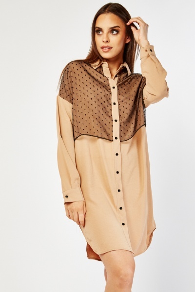 shirt dress with black overlay