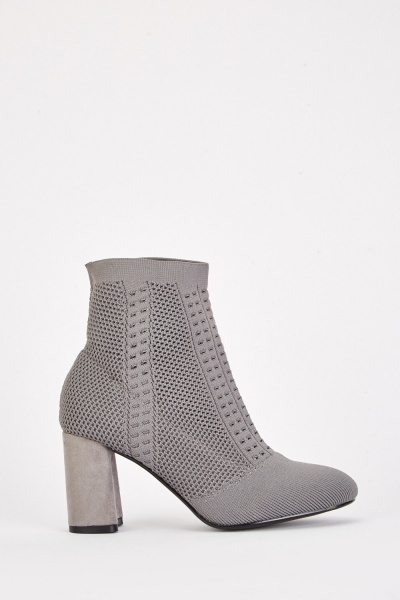 Perforated Ankle Heel Boots