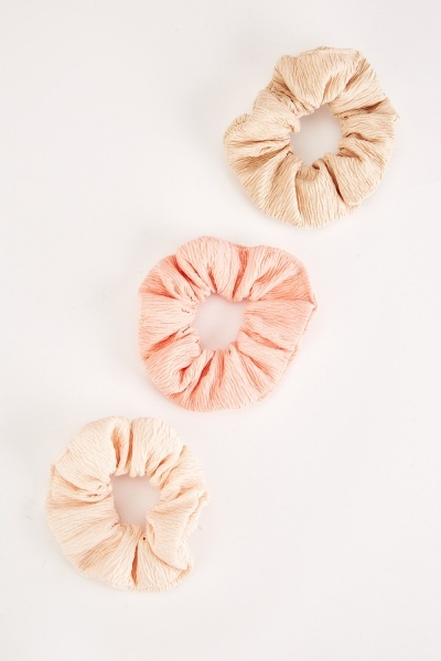 Pack Of 3 Textured Scrunchies