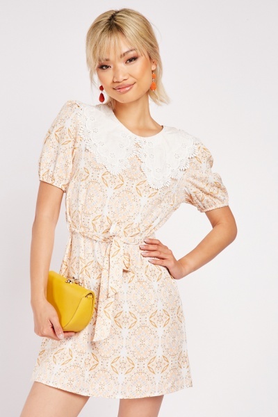 Image of Broderie Collared Mini Dress