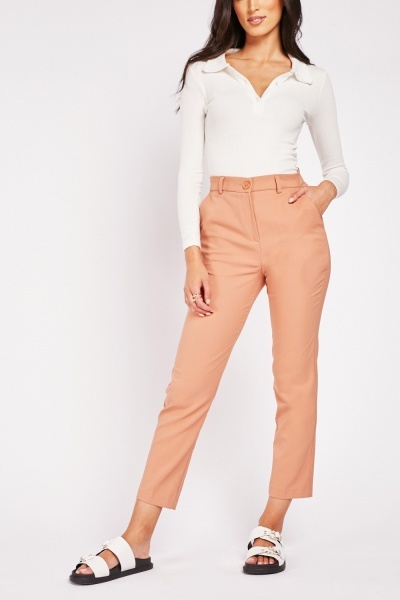 High Waist Cropped Formal Trousers
