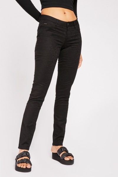 Textured Skinny Fit Jeans