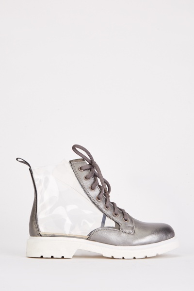 Transparent Side Contrasted Boots
