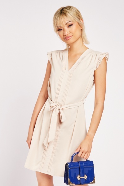 Tie Up Frilled Sleeve Dress