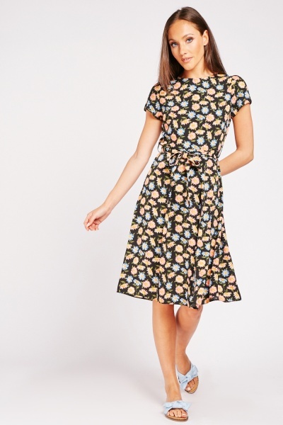 Image of Floral Cut Out Back Midi Dress