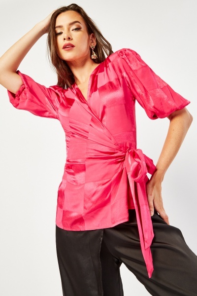 Image of Wrap Textured Blouse