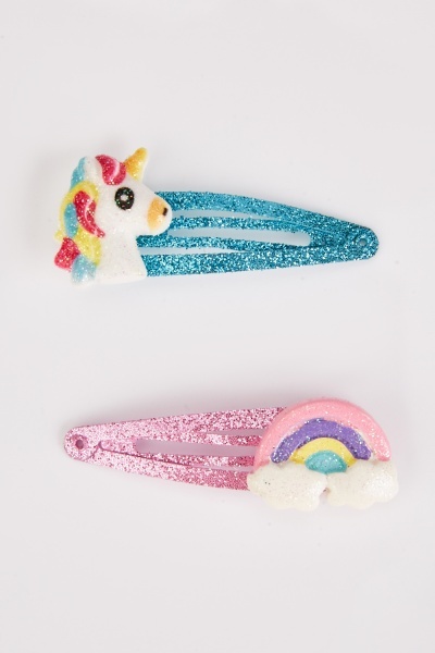 Pack of 2 Glittery Hair Snap Clips