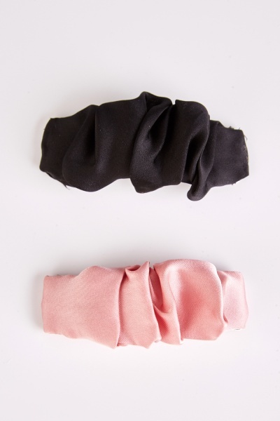 Pack Of 2 Ruched Snap Hair Clips