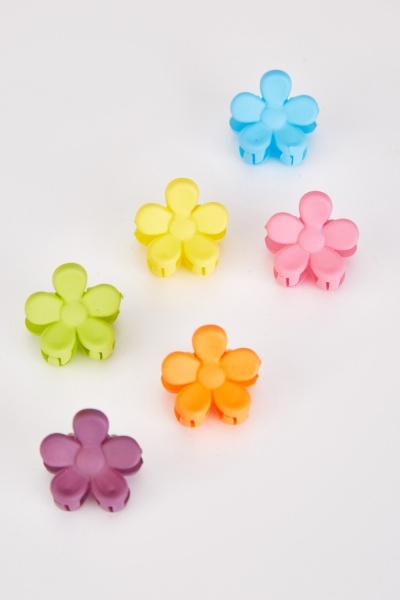 Pack Of 6 Flower Shaped Hair Clips
