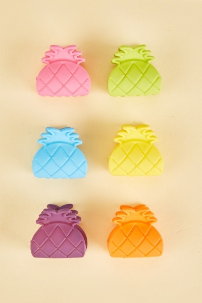 Pack Of 6 Pineapple Shaped Hair Clips