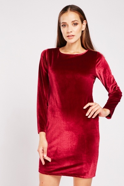Long Sleeve Velveteen Mini Dress