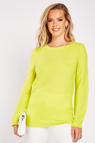Textured Lime Knitted Jumper