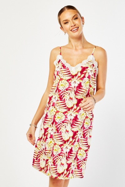 Tropical Print Strappy Dress